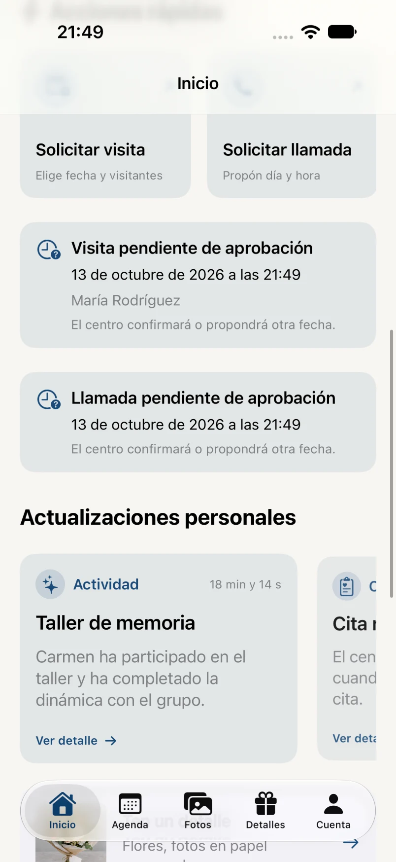 Estado de las solicitudes · datos ficticios