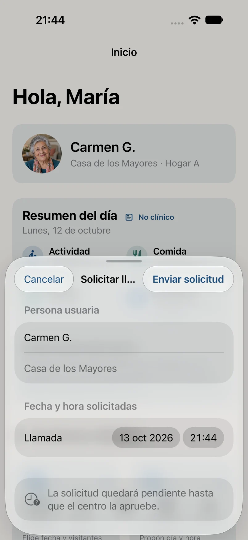 Solicitar una llamada · datos ficticios