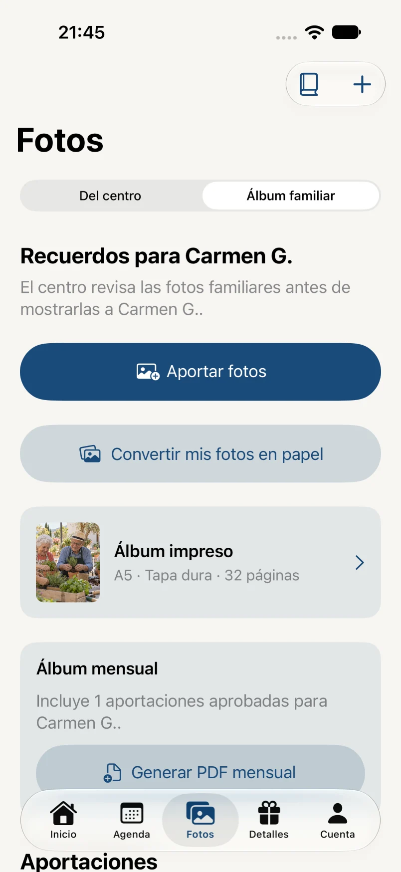 Álbum familiar · datos ficticios