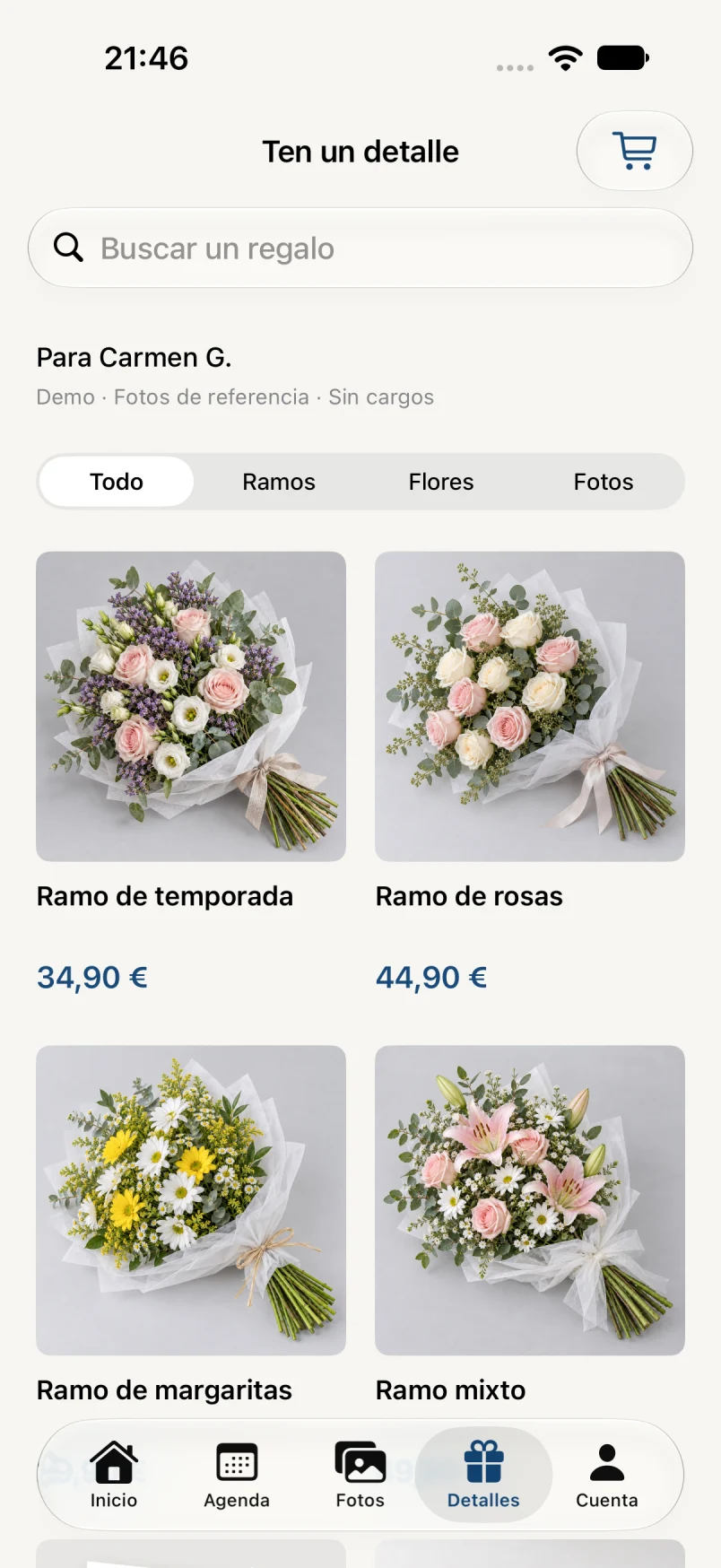 Ten un detalle · datos ficticios