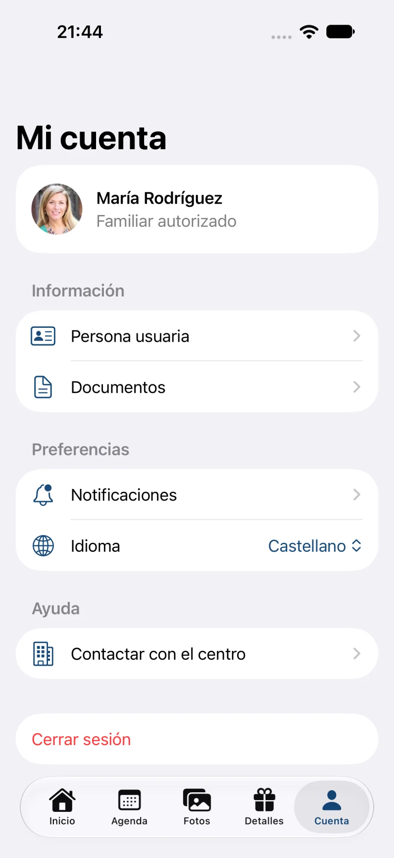 Mi cuenta · datos ficticios