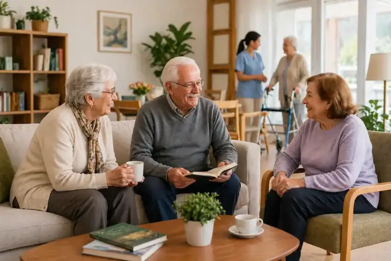 Personas mayores en una vivienda tutelada con apoyo y convivencia